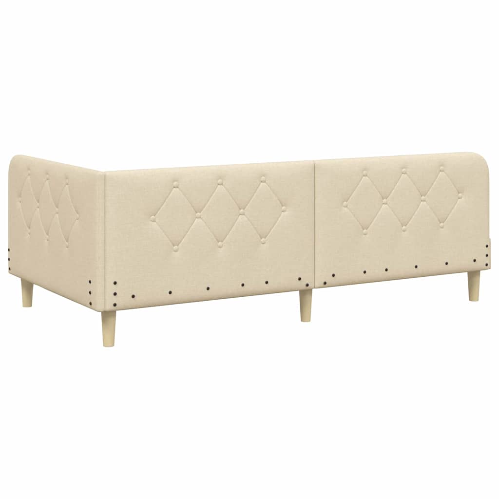 Hoekbedframe Crème 90 x 200 cm Stof is nu te koop bij PeponiXL, paradijselijk wonen!