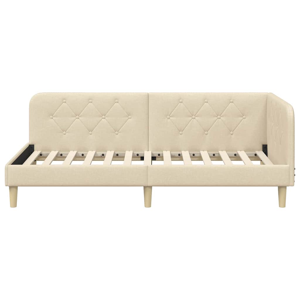 Hoekbedframe Crème 90 x 200 cm Stof is nu te koop bij PeponiXL, paradijselijk wonen!