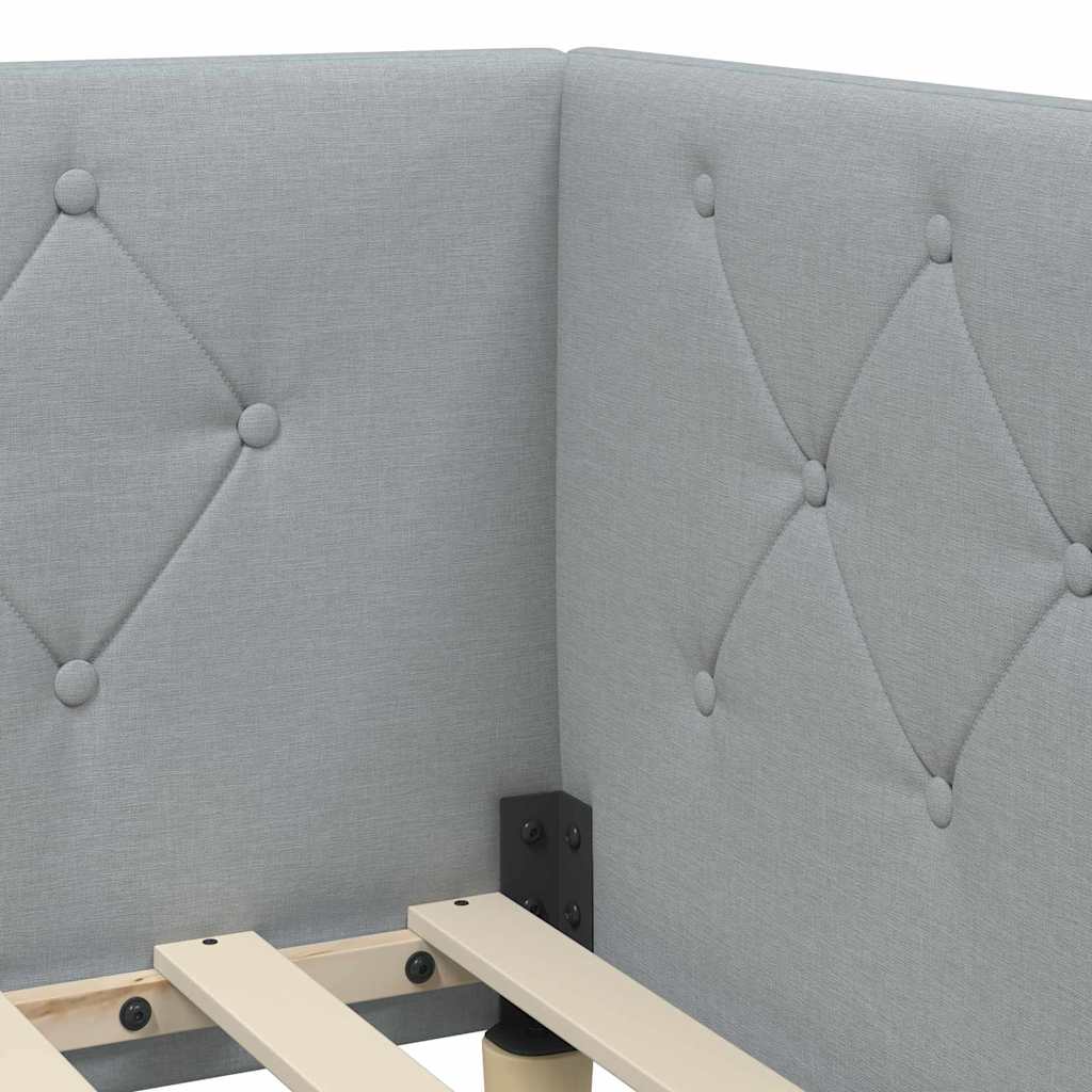 Hoekbedframe Lichtgrijs 100 x 200 cm Stof is nu te koop bij PeponiXL, paradijselijk wonen!