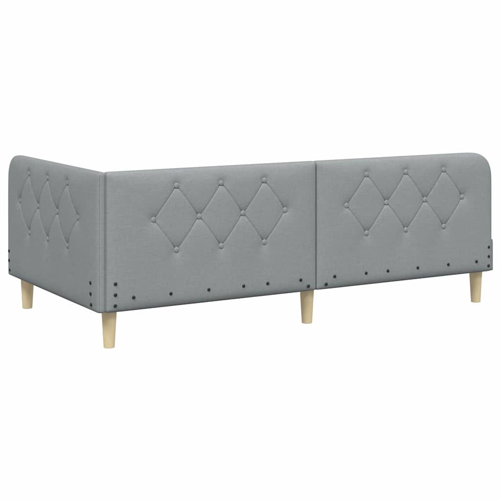 Hoekbedframe Lichtgrijs 100 x 200 cm Stof is nu te koop bij PeponiXL, paradijselijk wonen!