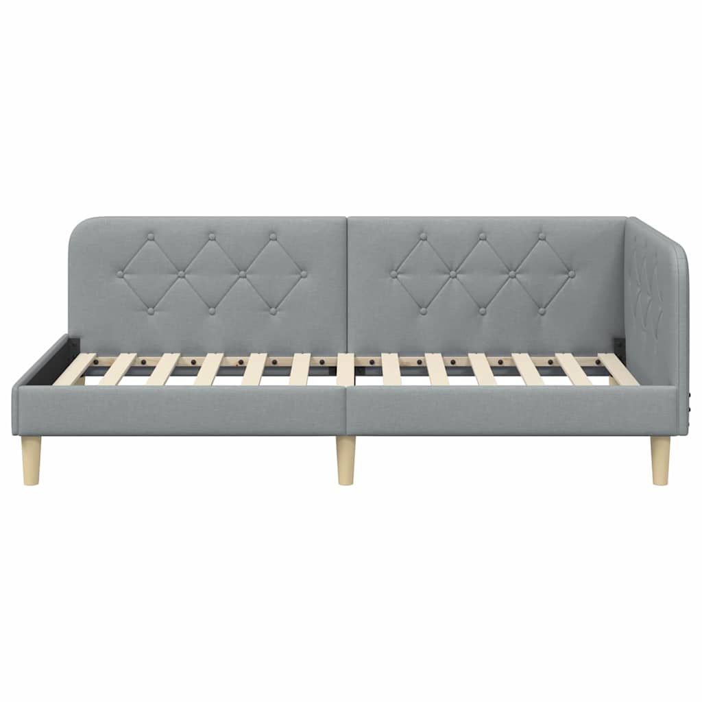 Hoekbedframe Lichtgrijs 100 x 200 cm Stof is nu te koop bij PeponiXL, paradijselijk wonen!