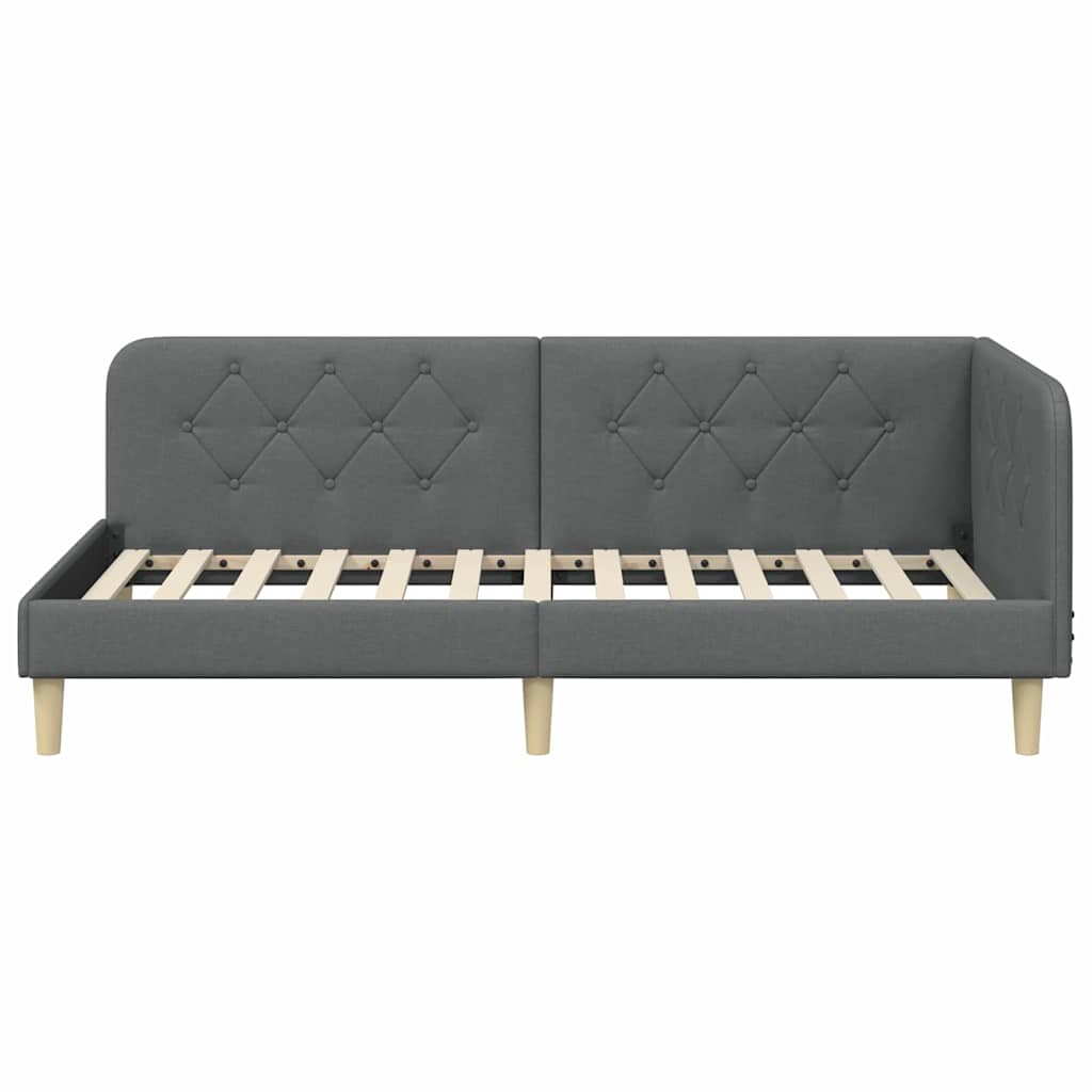 Hoekbedframe Donkergrijs 100 x 200 cm Stof is nu te koop bij PeponiXL, paradijselijk wonen!