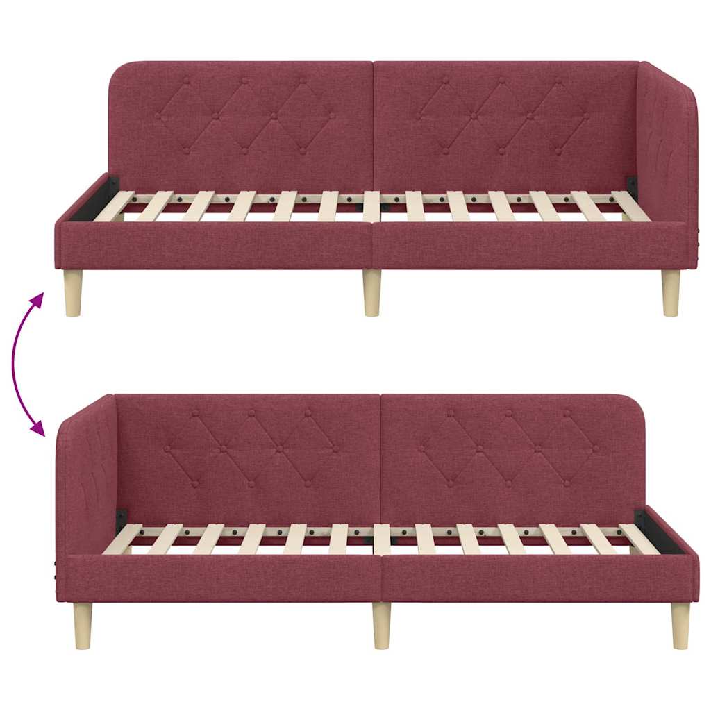 Hoekbedframe Wijnrood 100 x 200 cm Stof is nu te koop bij PeponiXL, paradijselijk wonen!