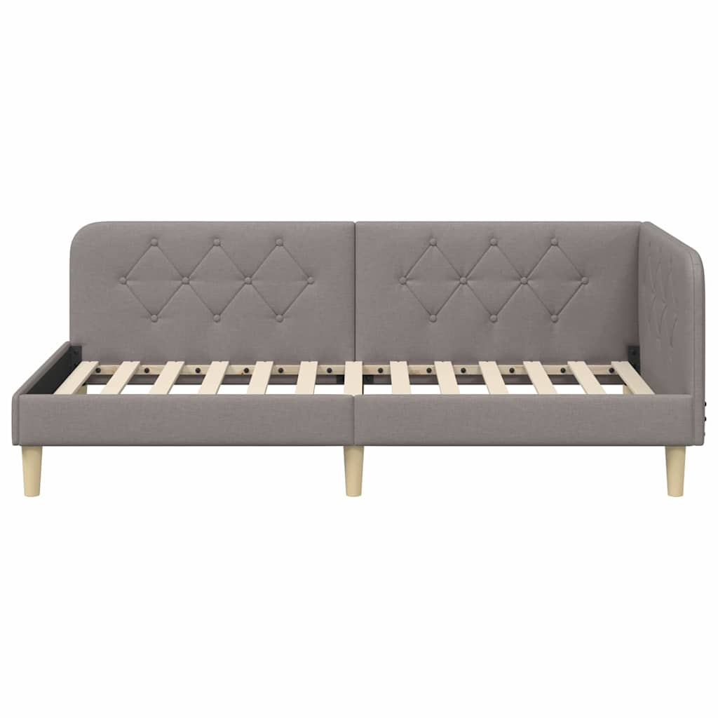 Hoekbedframe Taupe 100 x 200 cm Stof is nu te koop bij PeponiXL, paradijselijk wonen!