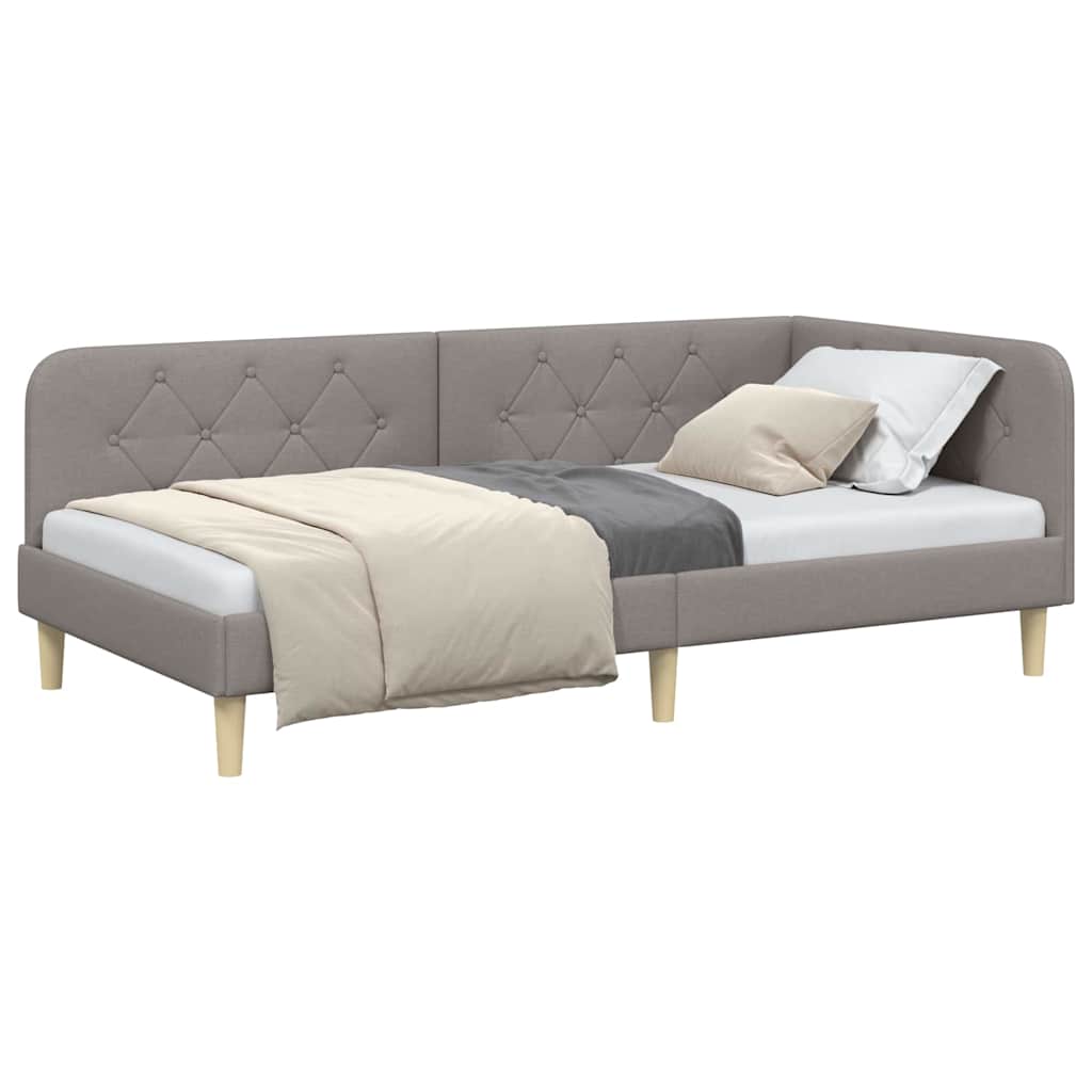 Hoekbedframe Taupe 100 x 200 cm Stof is nu te koop bij PeponiXL, paradijselijk wonen!
