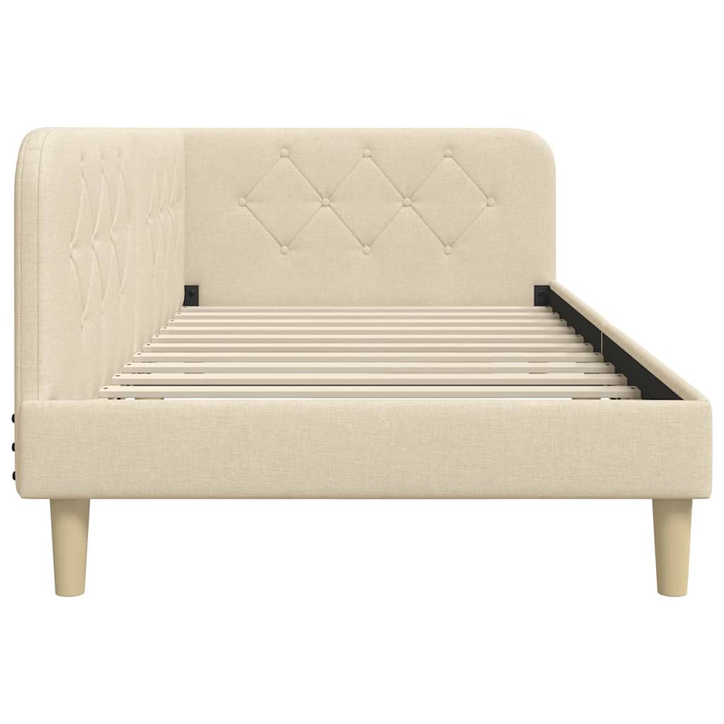Hoekbedframe Crème 100 x 200 cm Stof is nu te koop bij PeponiXL, paradijselijk wonen!