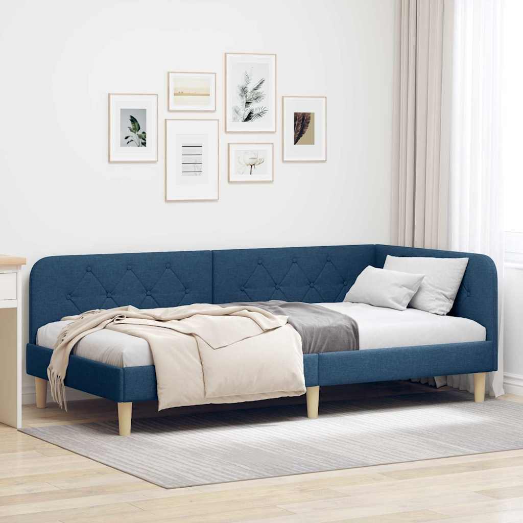 Hoekbedframe Blauw 100 x 200 cm Stof is nu te koop bij PeponiXL, paradijselijk wonen!