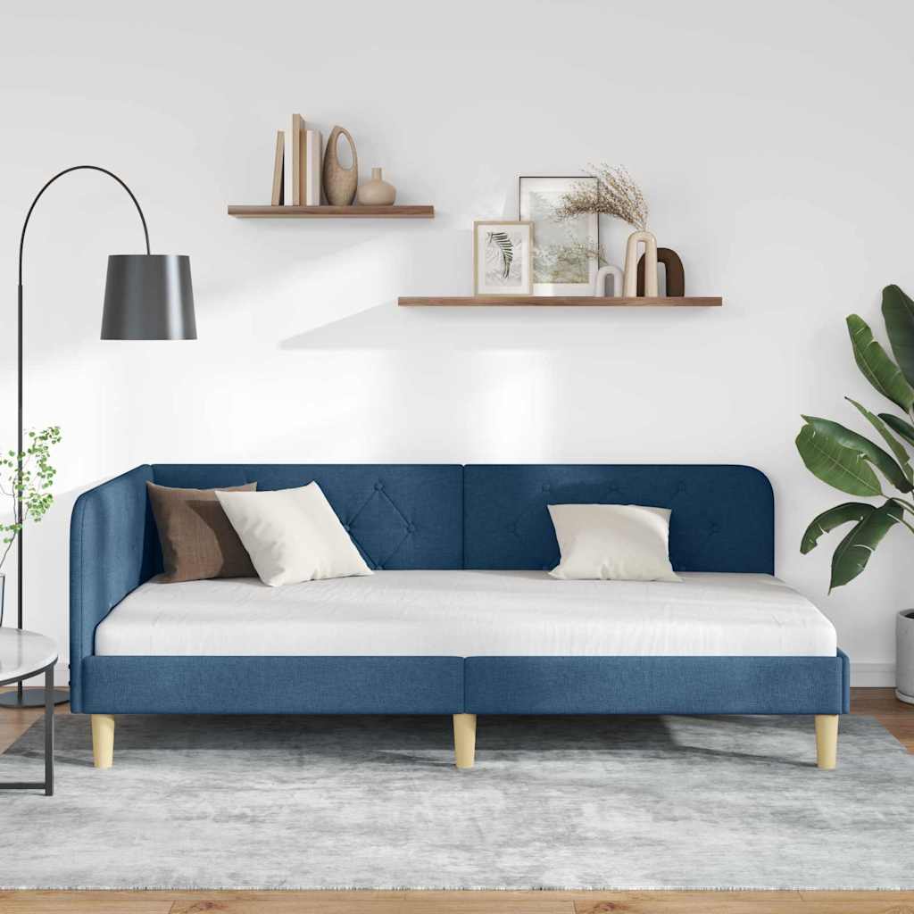 Hoekbedframe Blauw 100 x 200 cm Stof is nu te koop bij PeponiXL, paradijselijk wonen!