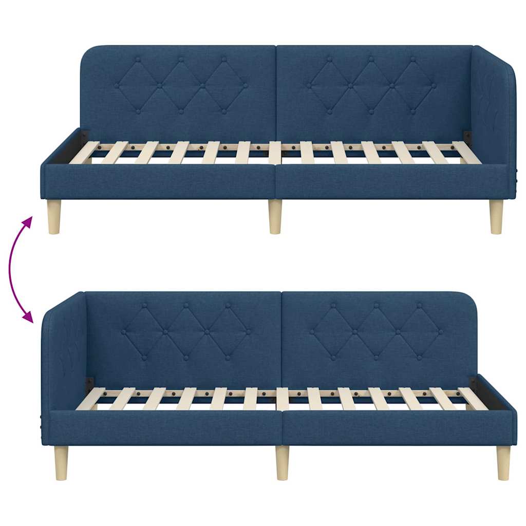 Hoekbedframe Blauw 100 x 200 cm Stof is nu te koop bij PeponiXL, paradijselijk wonen!