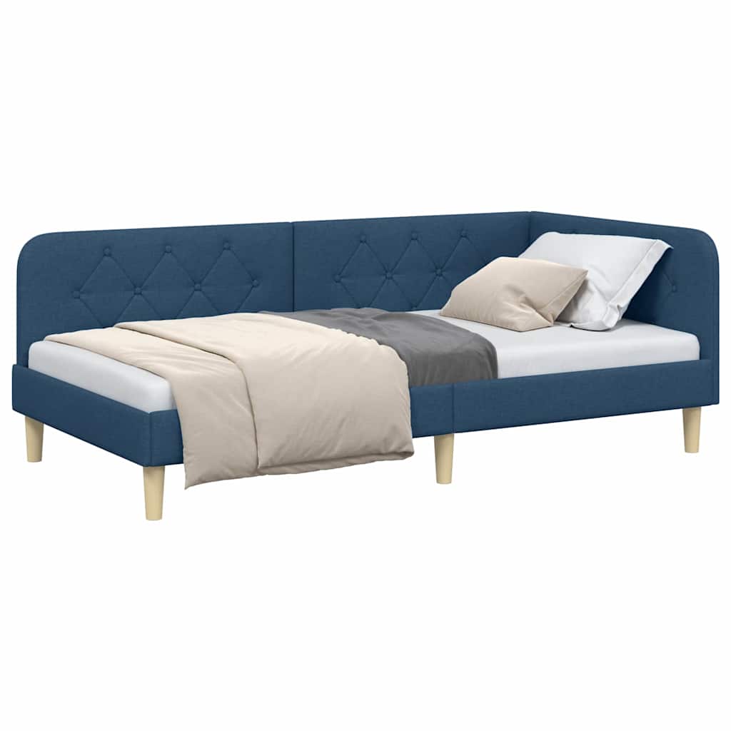 Hoekbedframe Blauw 100 x 200 cm Stof is nu te koop bij PeponiXL, paradijselijk wonen!