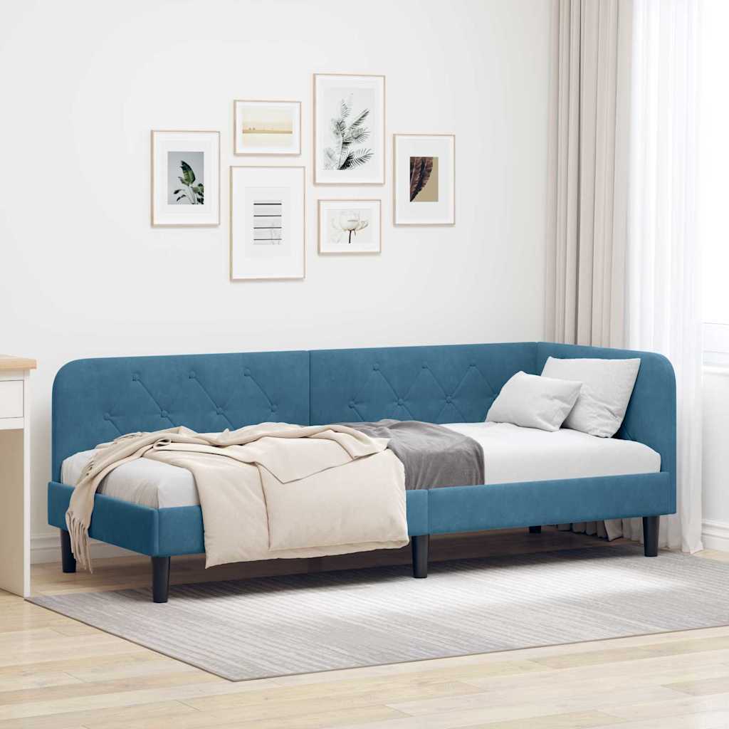 Hoekbedframe Blauw 80 x 200 cm Fluweel is nu te koop bij PeponiXL, paradijselijk wonen!