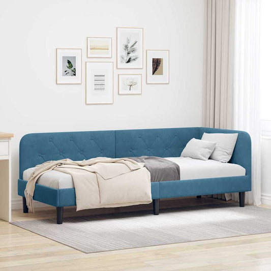Hoekbedframe Blauw 80 x 200 cm Fluweel is nu te koop bij PeponiXL, paradijselijk wonen!