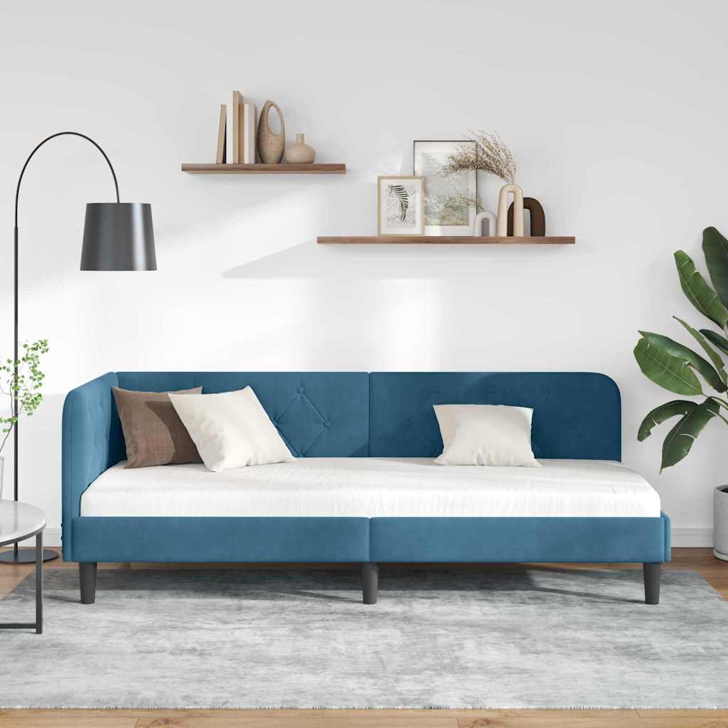 Hoekbedframe Blauw 80 x 200 cm Fluweel is nu te koop bij PeponiXL, paradijselijk wonen!