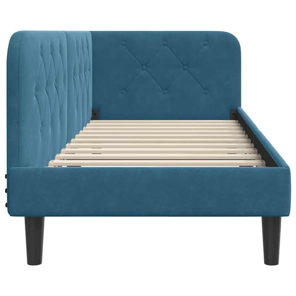 Hoekbedframe Blauw 80 x 200 cm Fluweel is nu te koop bij PeponiXL, paradijselijk wonen!