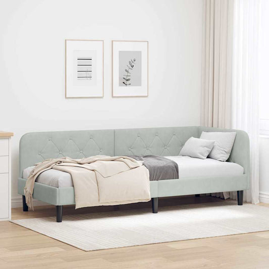 Hoekbedframe Lichtgrijs 80 x 200 cm Fluweel is nu te koop bij PeponiXL, paradijselijk wonen!