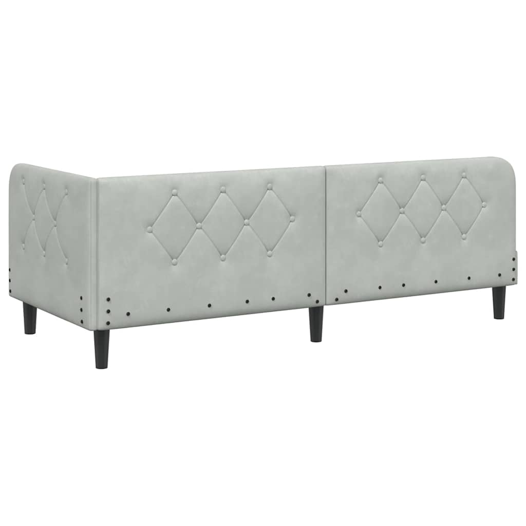 Hoekbedframe Lichtgrijs 80 x 200 cm Fluweel is nu te koop bij PeponiXL, paradijselijk wonen!