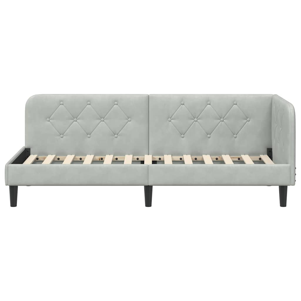 Hoekbedframe Lichtgrijs 80 x 200 cm Fluweel is nu te koop bij PeponiXL, paradijselijk wonen!