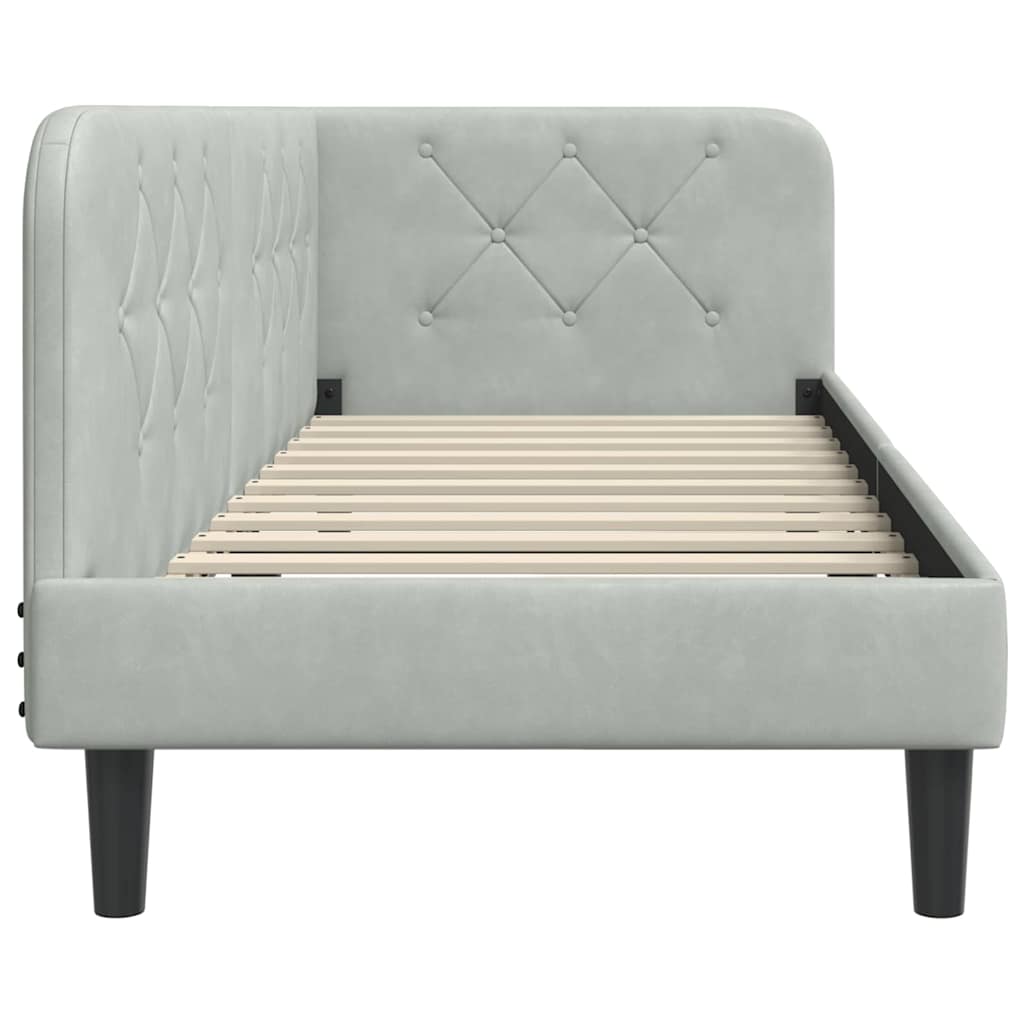 Hoekbedframe Lichtgrijs 80 x 200 cm Fluweel is nu te koop bij PeponiXL, paradijselijk wonen!