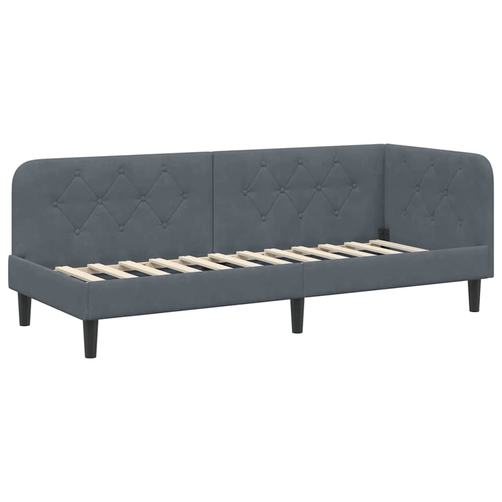 Hoekbedframe Donkergrijs 80 x 200 cm Fluweel is nu te koop bij PeponiXL, paradijselijk wonen!
