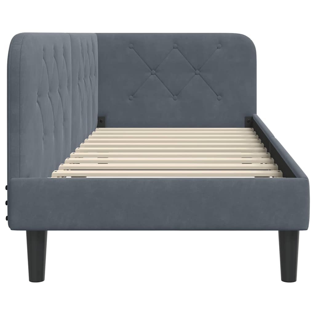 Hoekbedframe Donkergrijs 80 x 200 cm Fluweel is nu te koop bij PeponiXL, paradijselijk wonen!