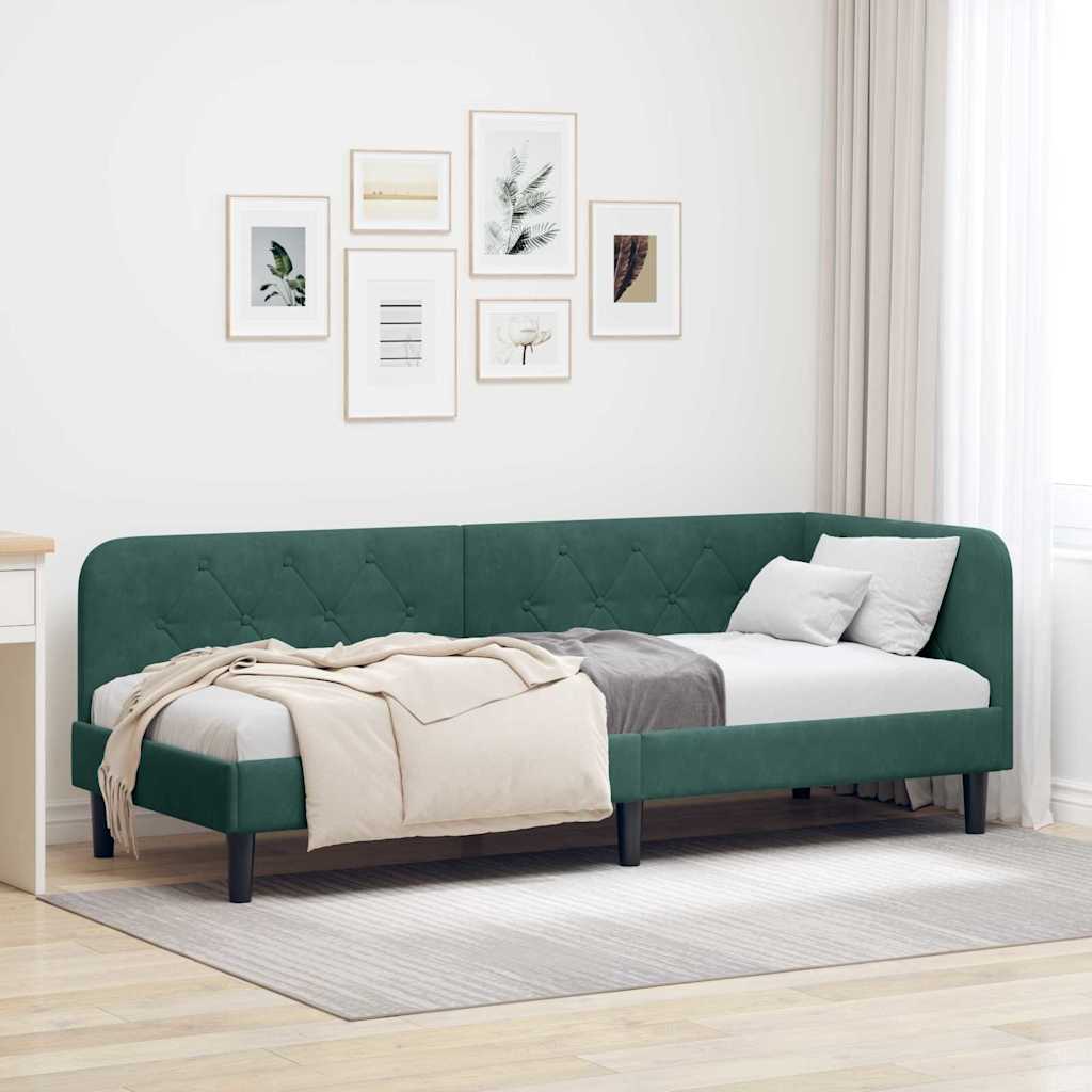 Hoekbedframe Donkergroen 80 x 200 cm Fluweel is nu te koop bij PeponiXL, paradijselijk wonen!