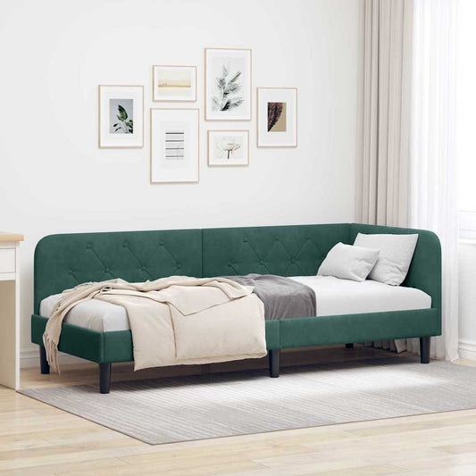 Hoekbedframe Donkergroen 80 x 200 cm Fluweel is nu te koop bij PeponiXL, paradijselijk wonen!