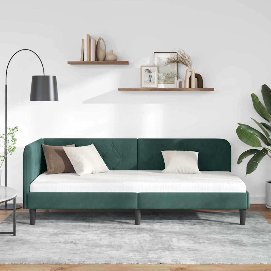 Hoekbedframe Donkergroen 80 x 200 cm Fluweel is nu te koop bij PeponiXL, paradijselijk wonen!