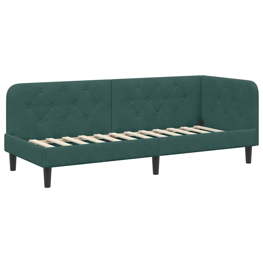 Hoekbedframe Donkergroen 80 x 200 cm Fluweel is nu te koop bij PeponiXL, paradijselijk wonen!
