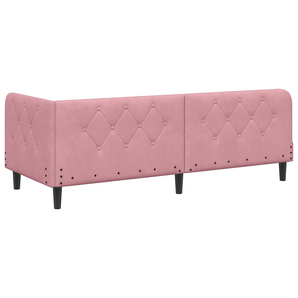 Hoekbedframe Roze 80 x 200 cm Fluweel is nu te koop bij PeponiXL, paradijselijk wonen!