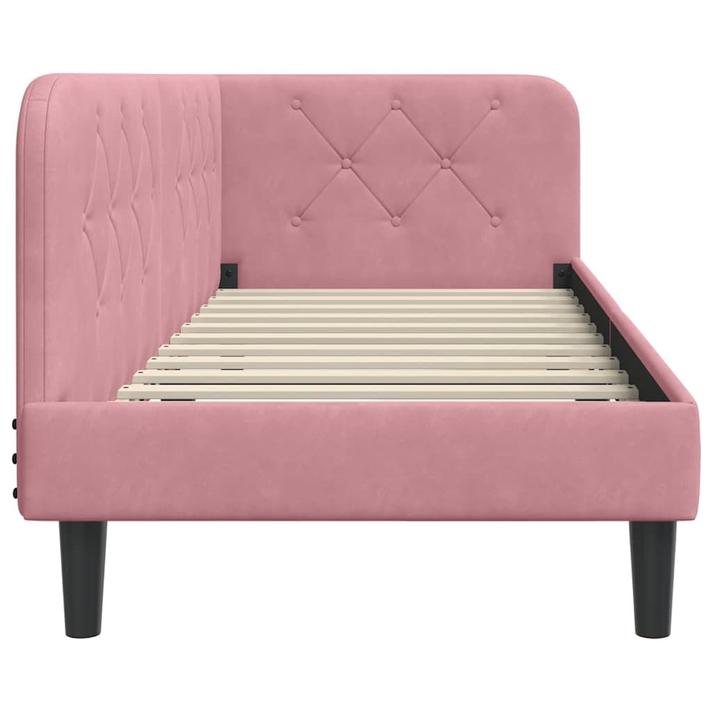 Hoekbedframe Roze 80 x 200 cm Fluweel is nu te koop bij PeponiXL, paradijselijk wonen!