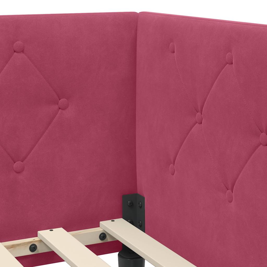 Hoekbedframe Wijnrood 80 x 200 cm Fluweel is nu te koop bij PeponiXL, paradijselijk wonen!