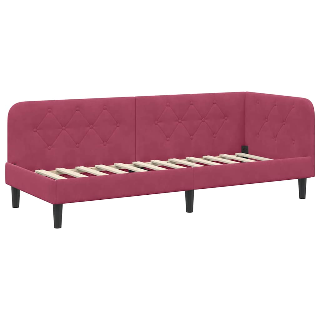 Hoekbedframe Wijnrood 80 x 200 cm Fluweel is nu te koop bij PeponiXL, paradijselijk wonen!