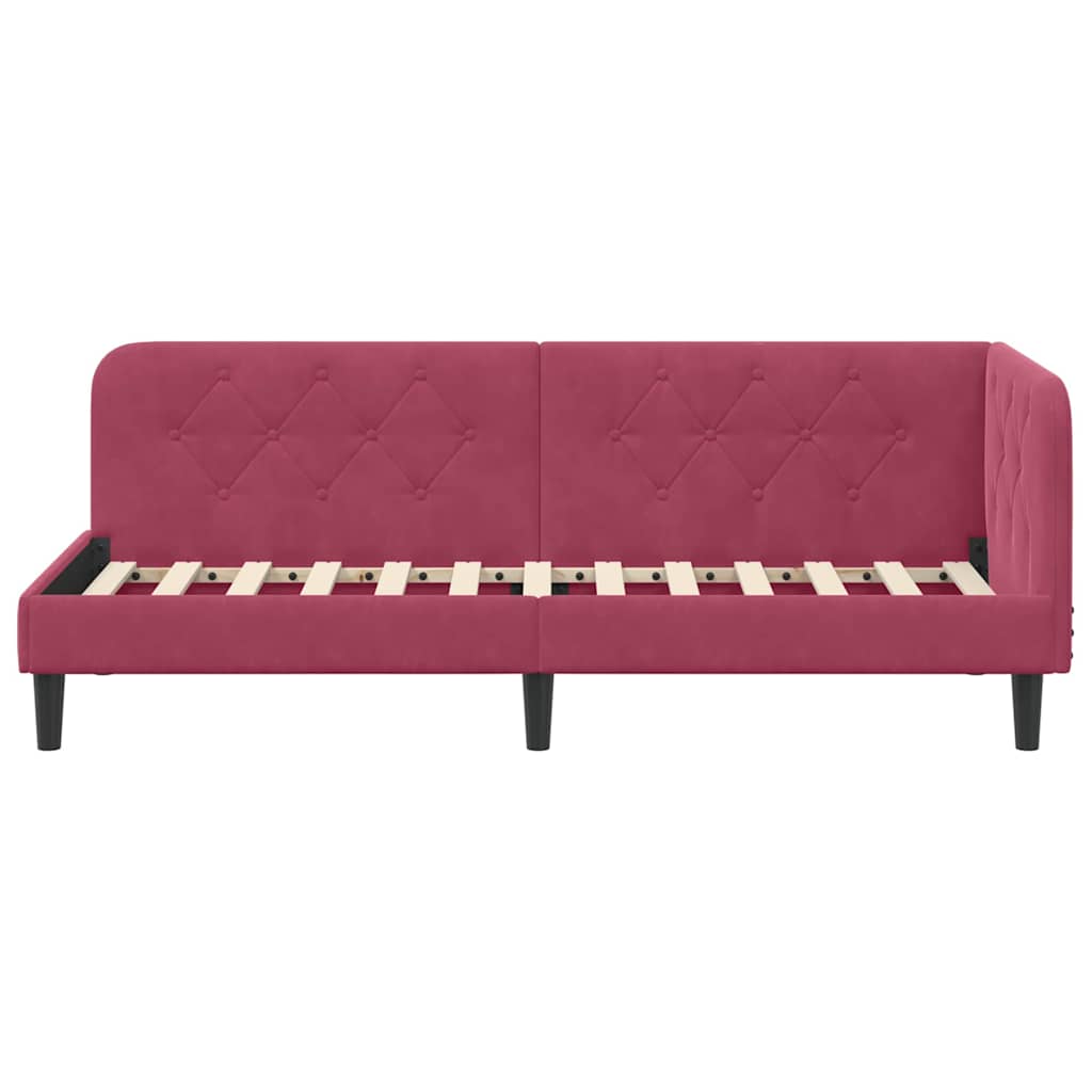 Hoekbedframe Wijnrood 80 x 200 cm Fluweel is nu te koop bij PeponiXL, paradijselijk wonen!