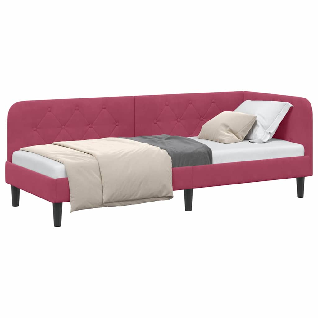 Hoekbedframe Wijnrood 80 x 200 cm Fluweel is nu te koop bij PeponiXL, paradijselijk wonen!