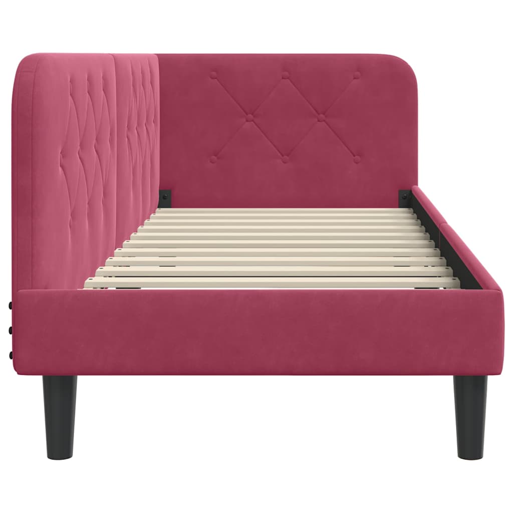 Hoekbedframe Wijnrood 80 x 200 cm Fluweel is nu te koop bij PeponiXL, paradijselijk wonen!
