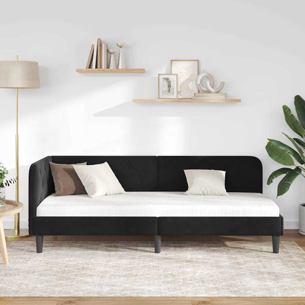 Hoekbedframe Zwart 80 x 200 cm Fluweel is nu te koop bij PeponiXL, paradijselijk wonen!