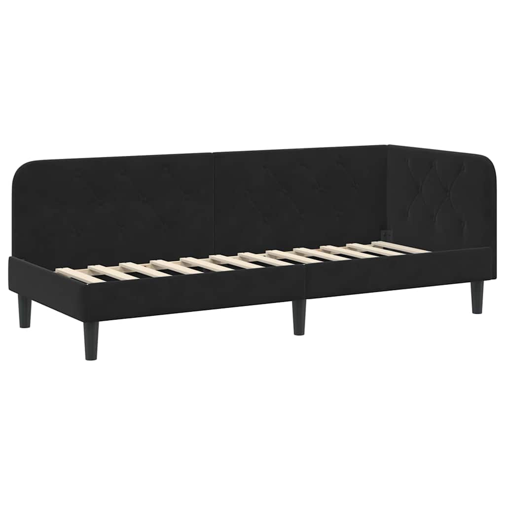 Hoekbedframe Zwart 80 x 200 cm Fluweel is nu te koop bij PeponiXL, paradijselijk wonen!