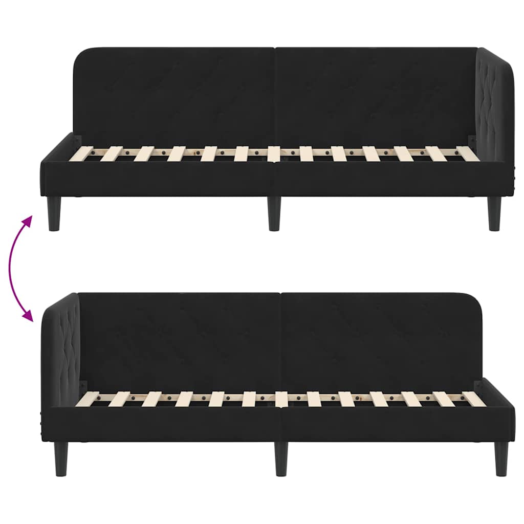 Hoekbedframe Zwart 80 x 200 cm Fluweel is nu te koop bij PeponiXL, paradijselijk wonen!