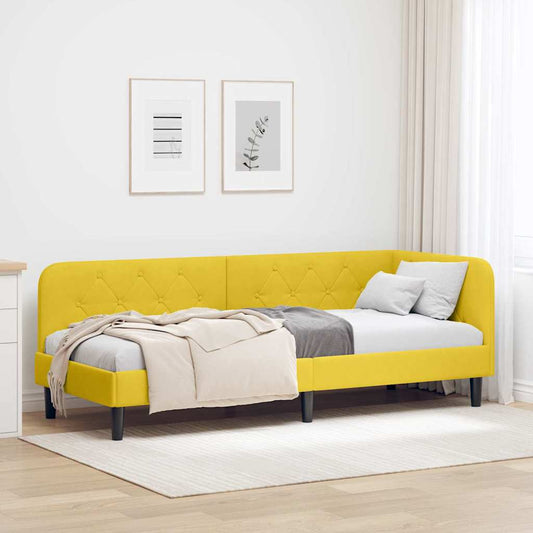 Hoekbedframe Geel 80 x 200 cm Fluweel is nu te koop bij PeponiXL, paradijselijk wonen!