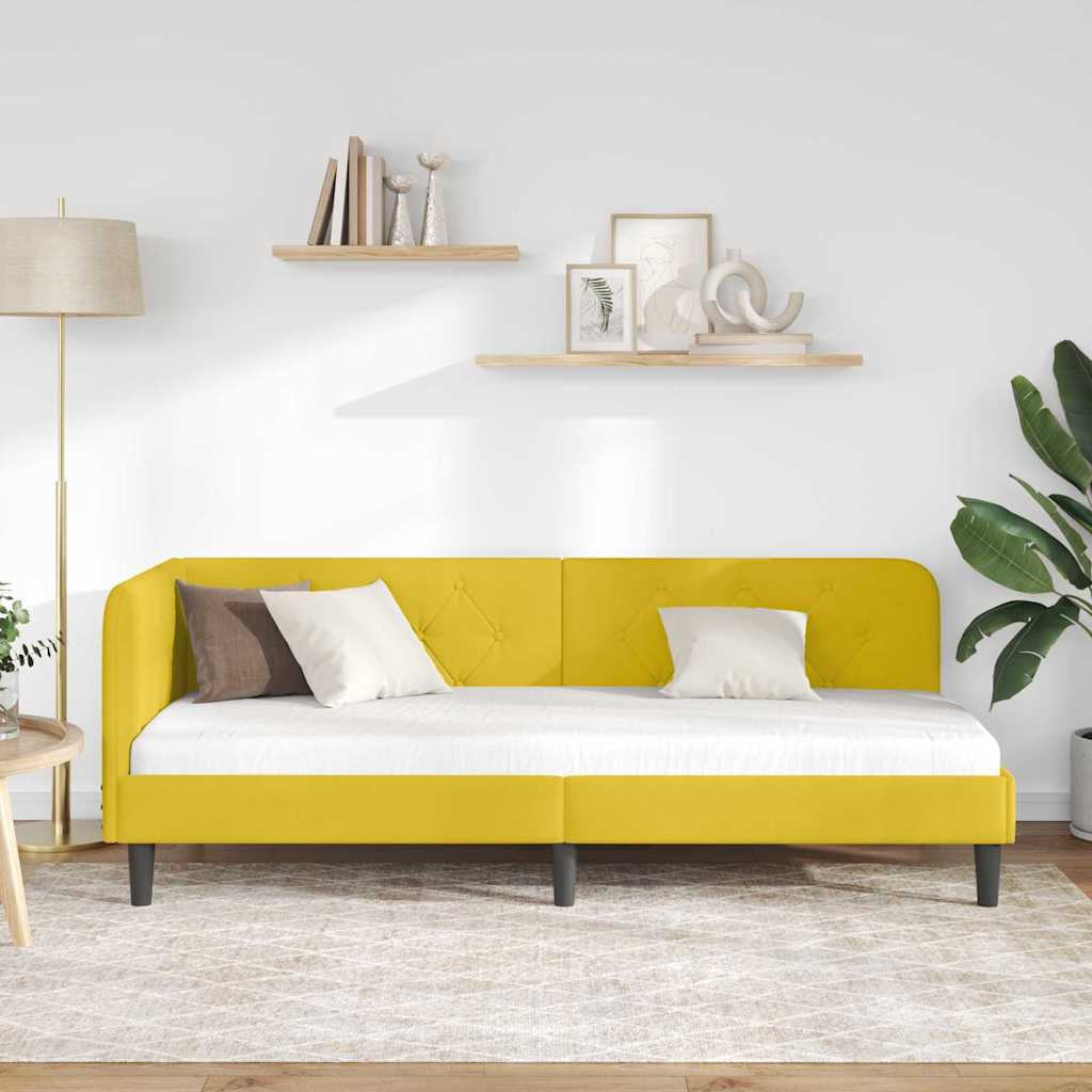 Hoekbedframe Geel 80 x 200 cm Fluweel is nu te koop bij PeponiXL, paradijselijk wonen!