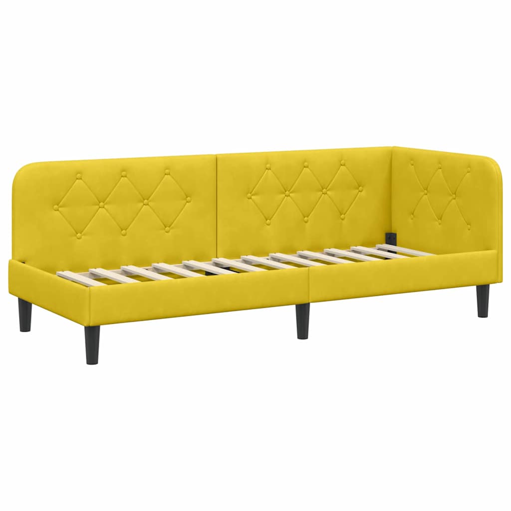 Hoekbedframe Geel 80 x 200 cm Fluweel is nu te koop bij PeponiXL, paradijselijk wonen!