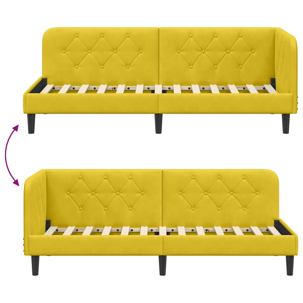 Hoekbedframe Geel 80 x 200 cm Fluweel is nu te koop bij PeponiXL, paradijselijk wonen!