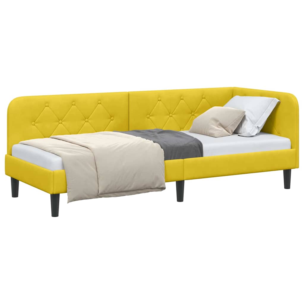 Hoekbedframe Geel 80 x 200 cm Fluweel is nu te koop bij PeponiXL, paradijselijk wonen!
