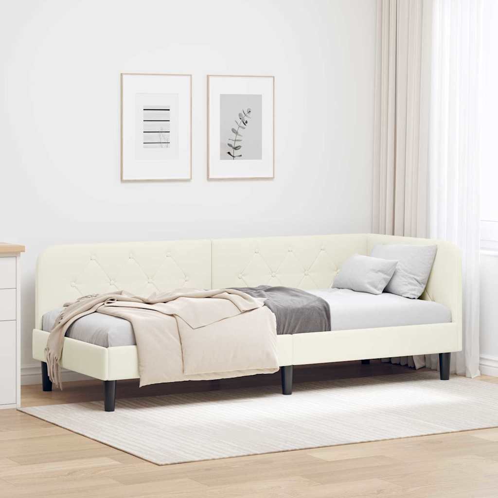Hoekbedframe Crème 80 x 200 cm Fluweel is nu te koop bij PeponiXL, paradijselijk wonen!