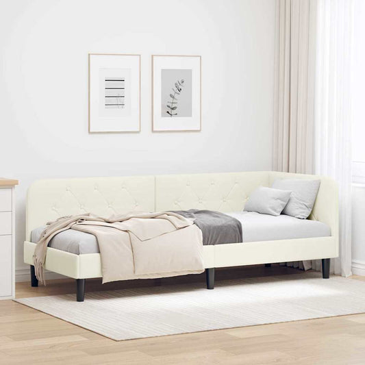 Hoekbedframe Crème 80 x 200 cm Fluweel is nu te koop bij PeponiXL, paradijselijk wonen!