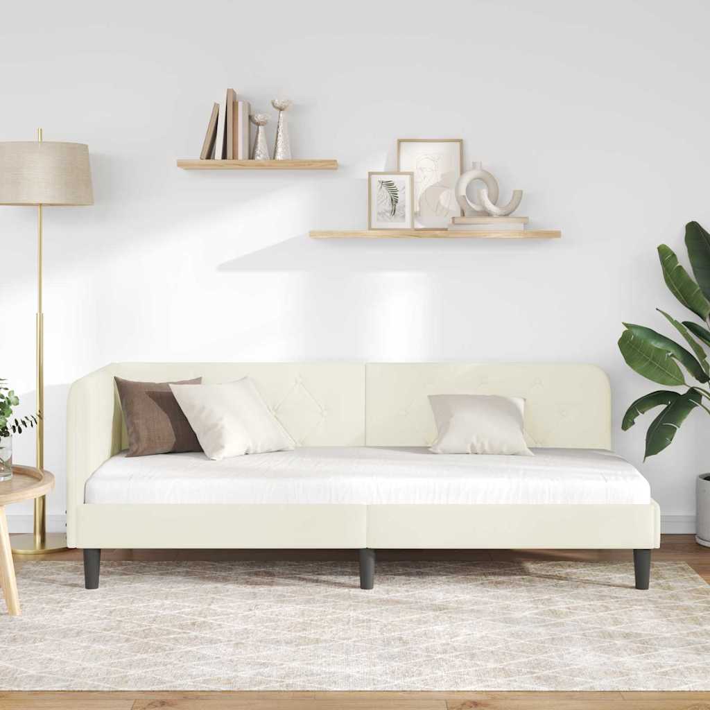 Hoekbedframe Crème 80 x 200 cm Fluweel is nu te koop bij PeponiXL, paradijselijk wonen!