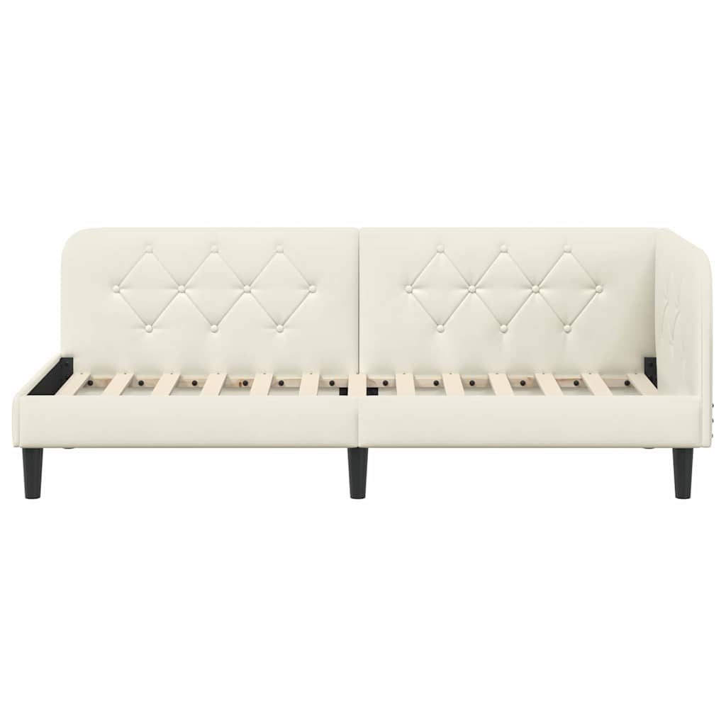 Hoekbedframe Crème 80 x 200 cm Fluweel is nu te koop bij PeponiXL, paradijselijk wonen!