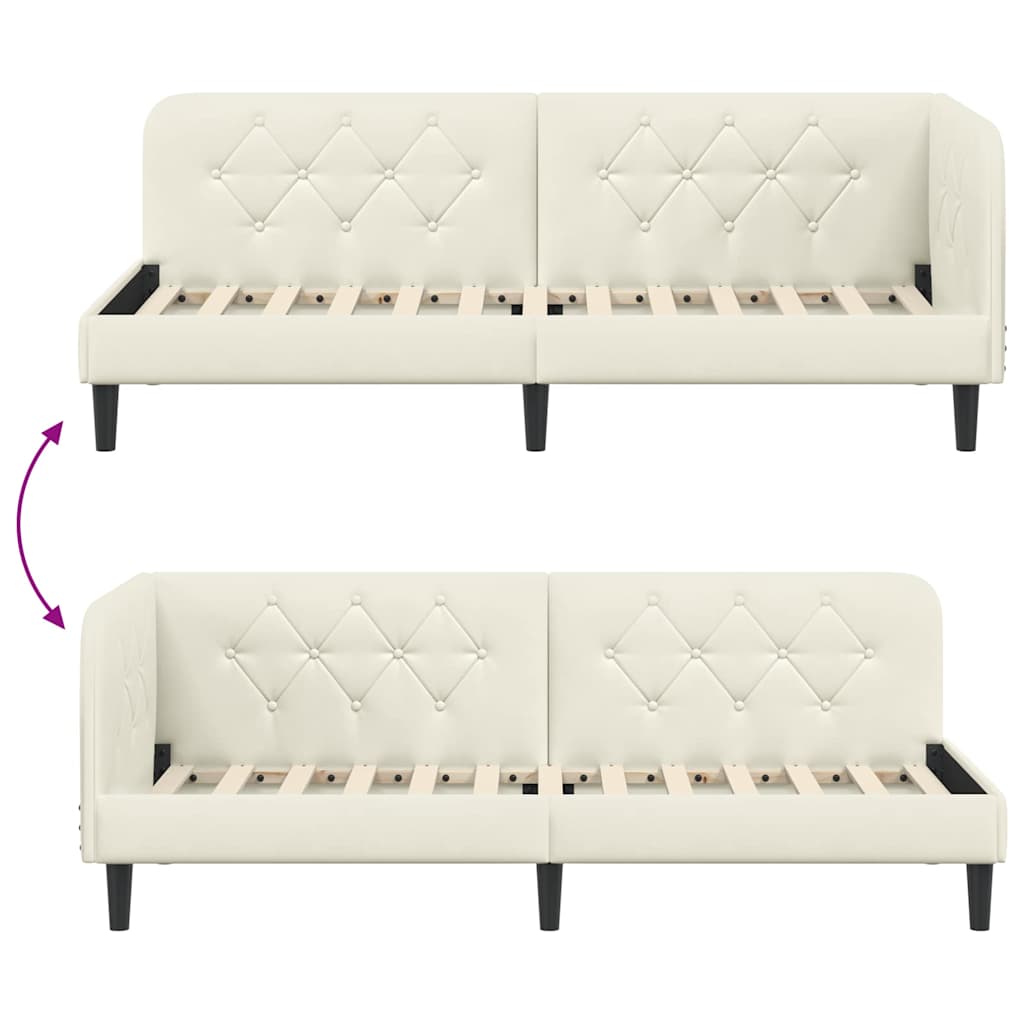 Hoekbedframe Crème 80 x 200 cm Fluweel is nu te koop bij PeponiXL, paradijselijk wonen!