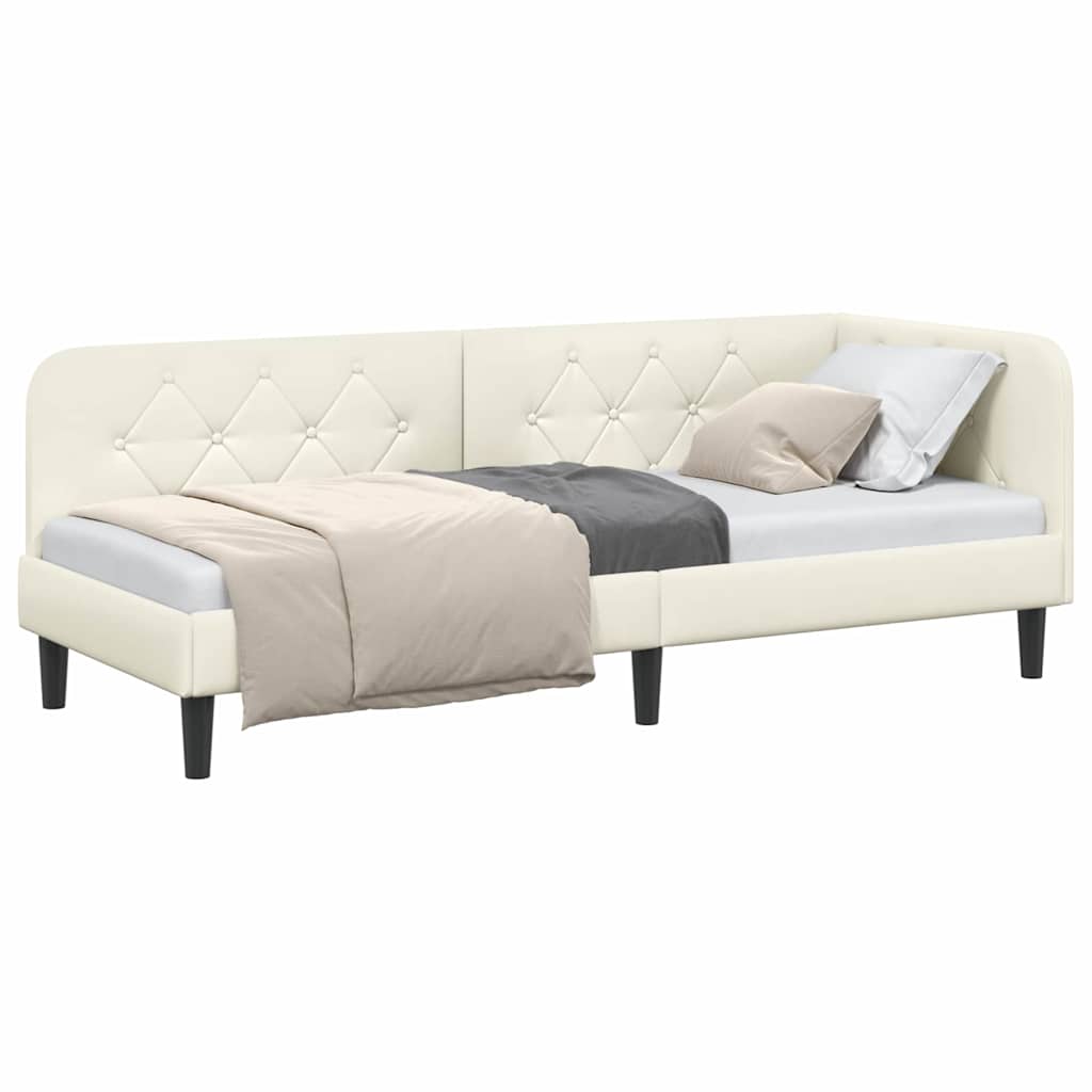 Hoekbedframe Crème 80 x 200 cm Fluweel is nu te koop bij PeponiXL, paradijselijk wonen!