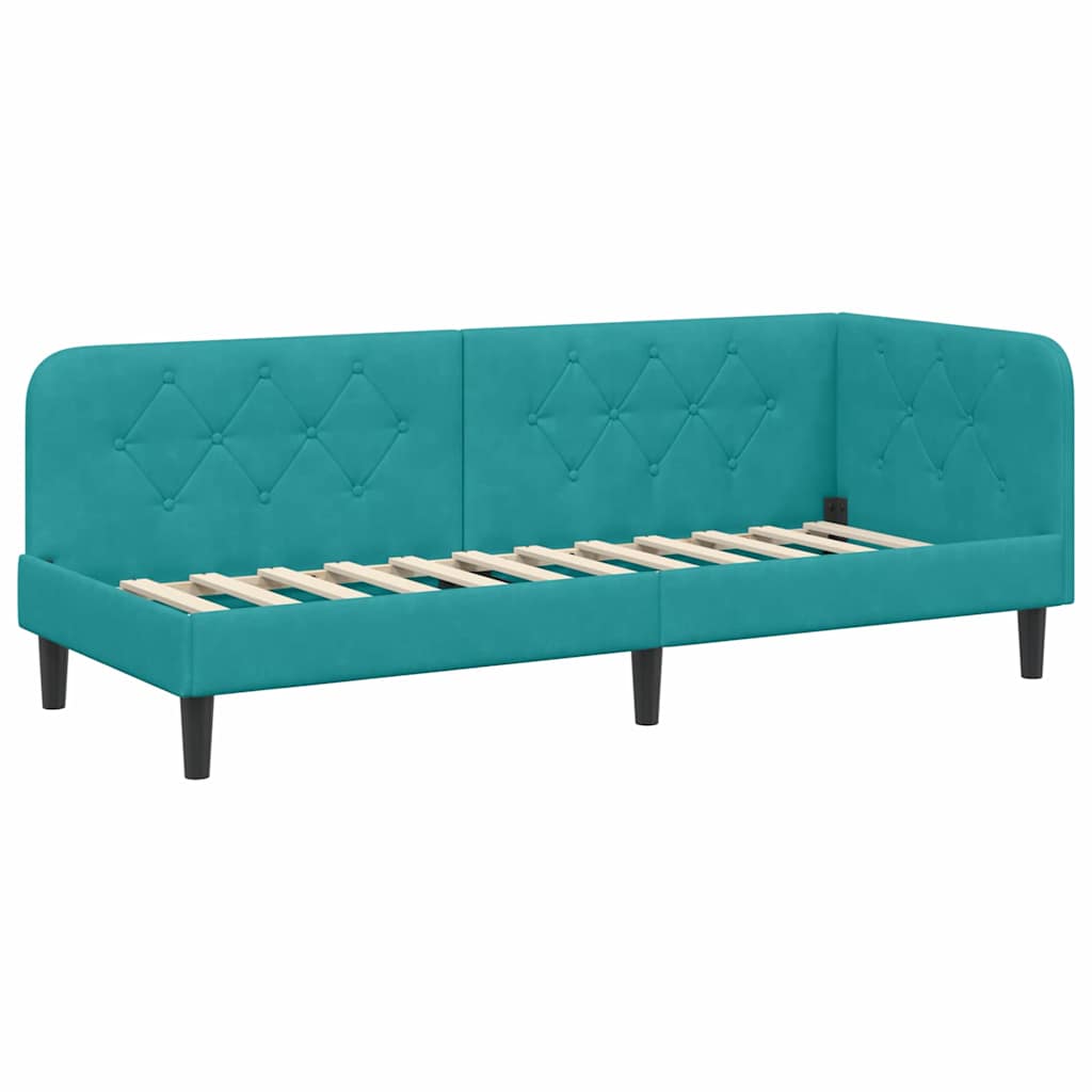 Hoekbedframe Turquoise 80 x 200 cm Fluweel is nu te koop bij PeponiXL, paradijselijk wonen!